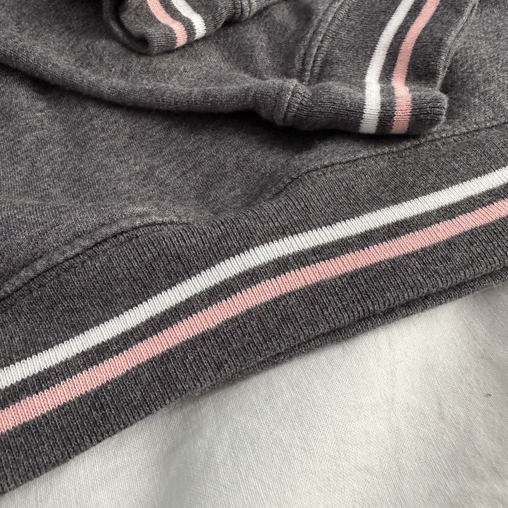 Nike S Collegiate Pink & Gray Pullover Hoodie Striped Hem Cuffs - Picture 6 of 10